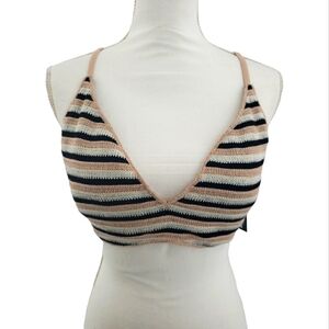 Wild Fable NWT Knit Bikini Top Size Large Adjustable Tie Back Removeable Pads